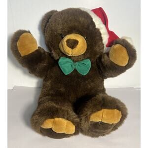 VINTAGE JC PENNEY CHRISTMAS COLLECTION STUFFED BROWN TEDDY BEAR PLUSH LARGE 24”
